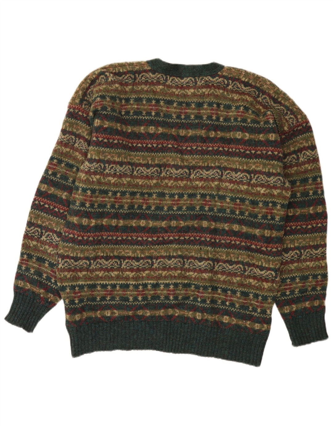 Vintage muški kardigan pulover srednje raznobojne Fair Isle vune