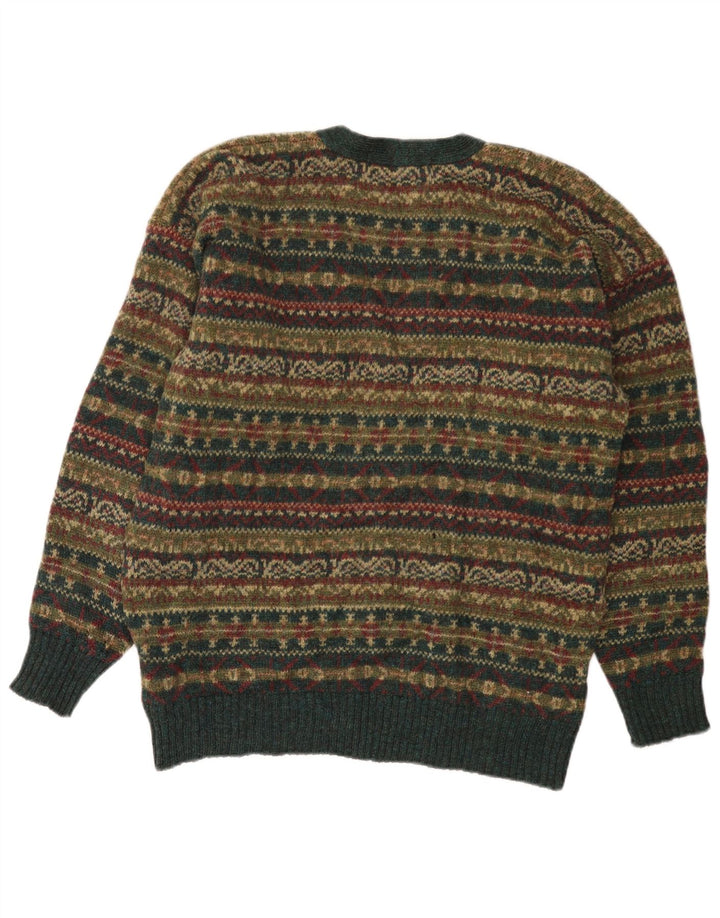 Vintage muški kardigan pulover srednje raznobojne Fair Isle vune