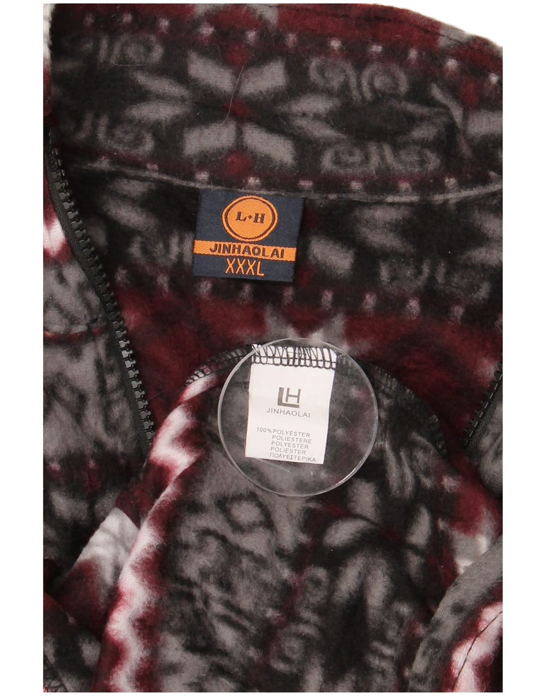 JINHAOLAI muška jakna od flisa UK 46 3XL siva Fair Isle poliester