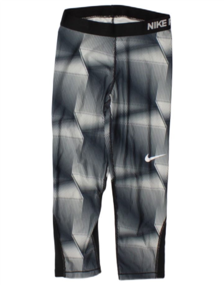 Nike Ženske Dri Fit Capri Leggings UK 12 Srednje sive Geometrijski poliester