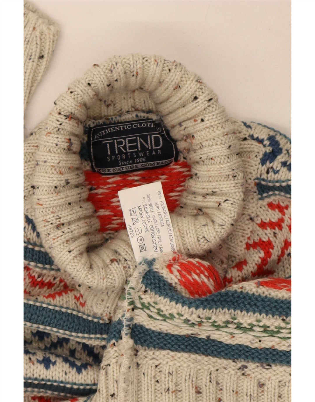 Trend muški džemper s rol izrezom Srednje sivi Fair Isle akril