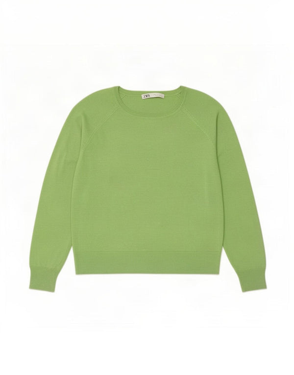 Zara Womens Boat Neck Jumper Sweater UK 14 Medium Green