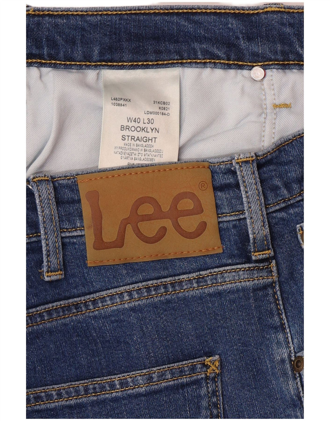 LEE Mens Brooklyn Straight Jeans W40 L30 Plavi pamuk