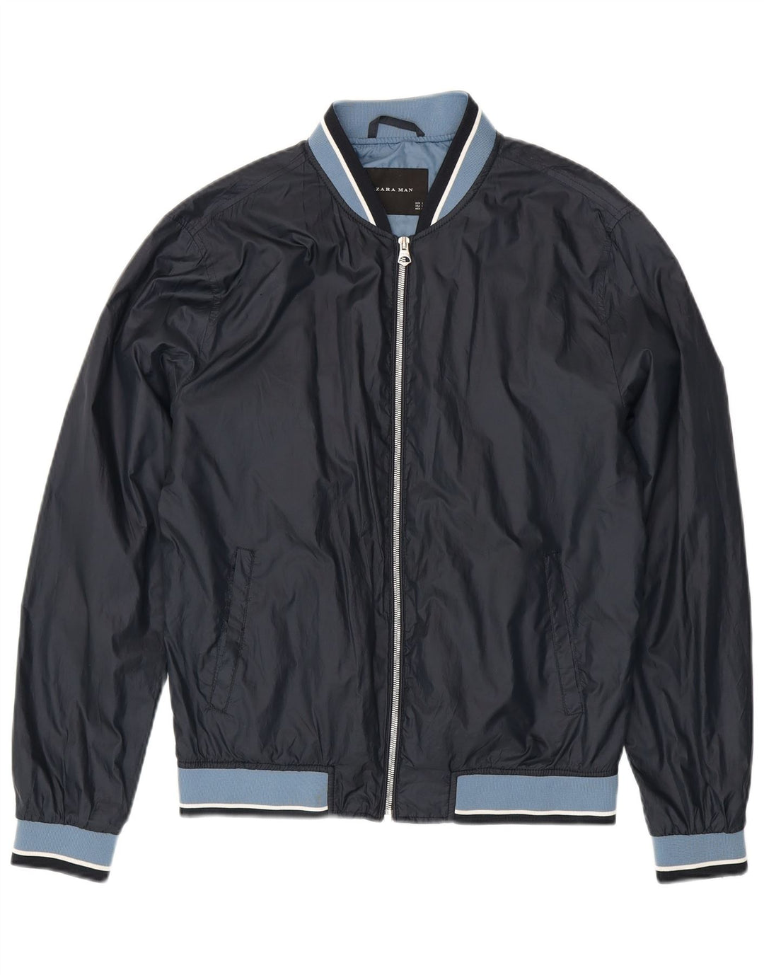 Zara muška bomber jakna UK 40 veliki tamnoplavi poliester u boji