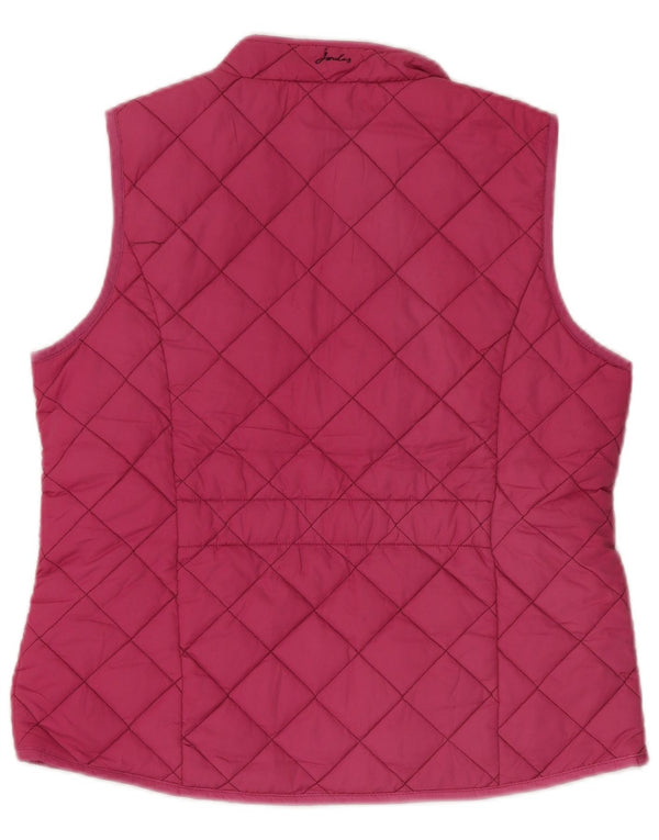 JOULES Womens Quilted Gilet UK 14 Large Pink Polyester