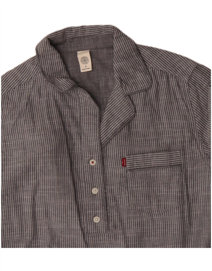 Levi's ženska pulover košulja haljina UK 14 Srednje siva pamuk na pruge