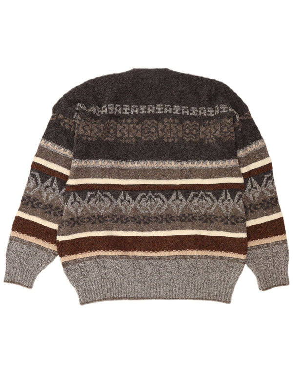 Navigare Mens V-Neck Jumper Sweater Large Multicoloured Fair Isle Acrylic