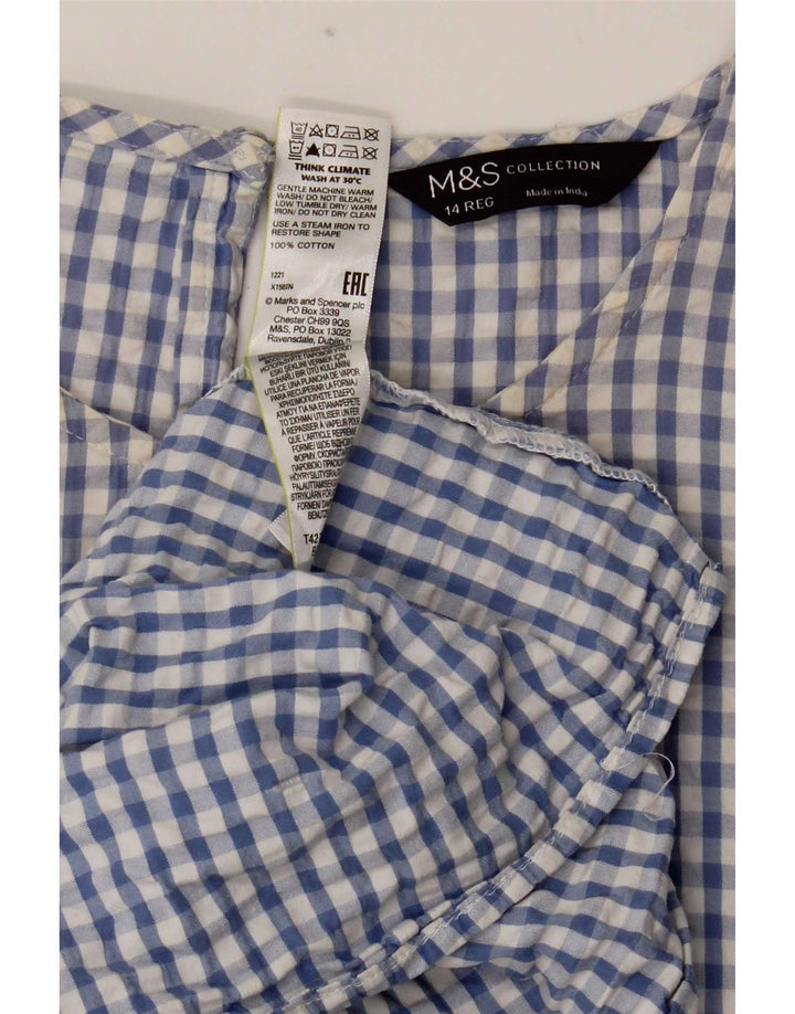 Marks & Spencer ženska maksi haljina UK 14 srednje plavi pamuk od ginghama