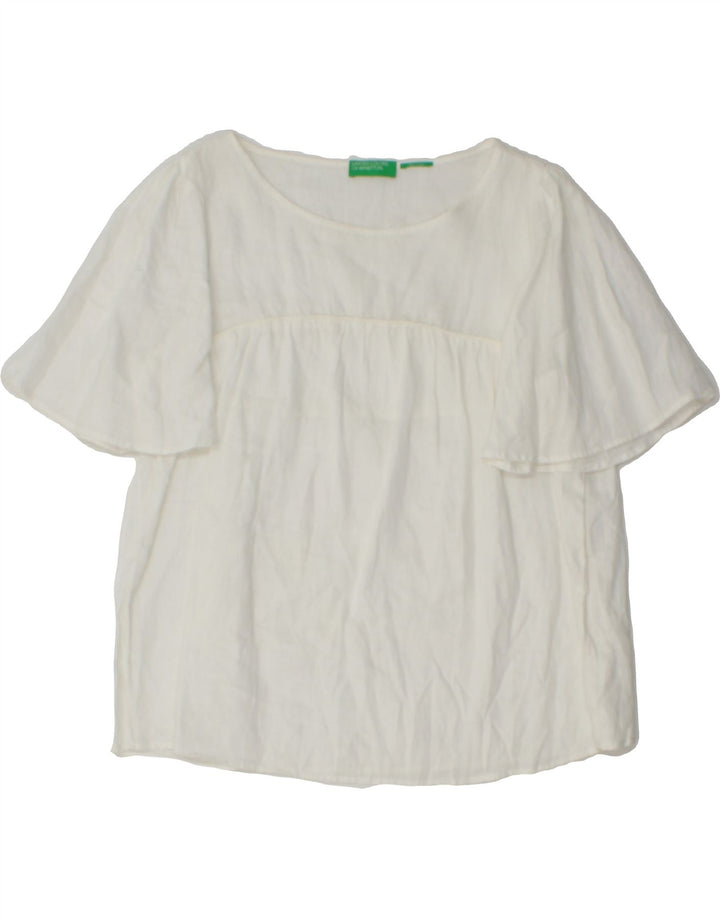 BENETTON Womens Blouse Top UK 14 Medium White Vintage Benetton and Second-Hand Benetton from Messina Hembry 