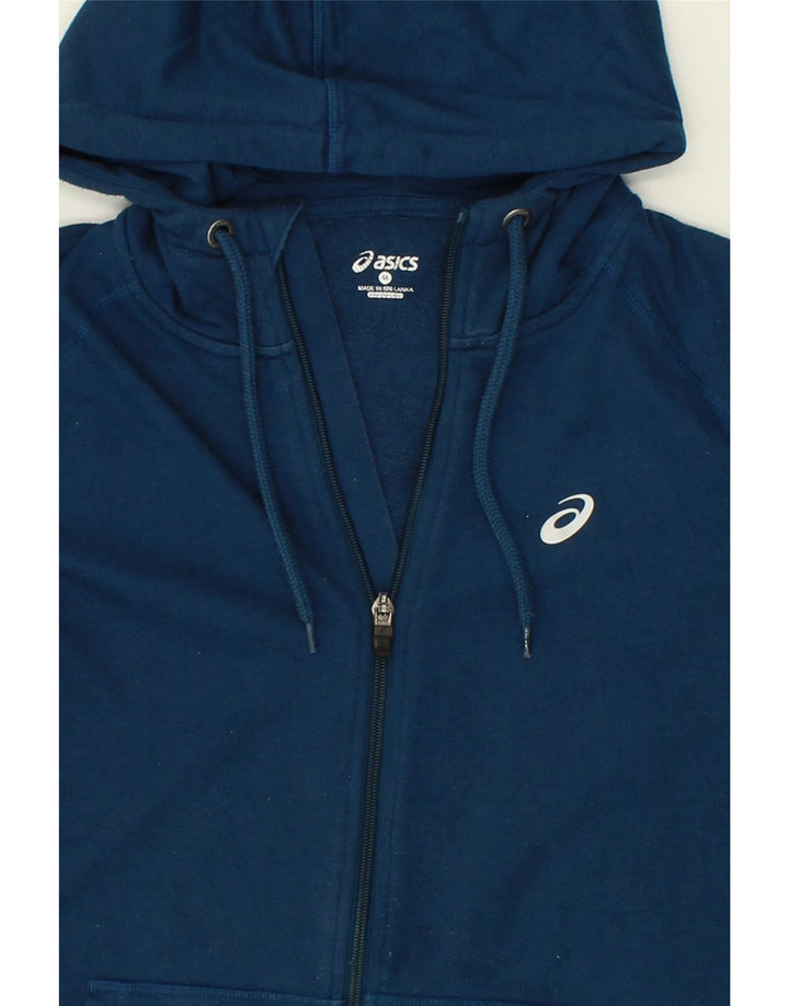 ASICS Womens Zip Hoodie Sweater UK 14 Medium Navy Blue Vintage Asics and Second-Hand Asics from Messina Hembry 