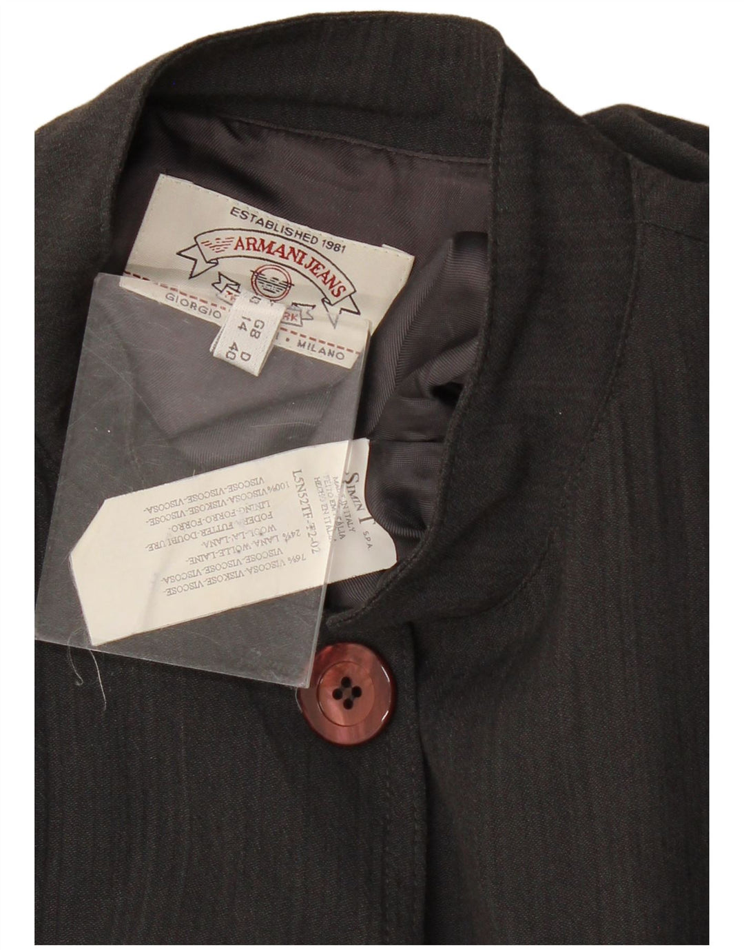 ARMANI JEANS Ženska jakna sa 5 gumba UK 14 Velika crna viskoza