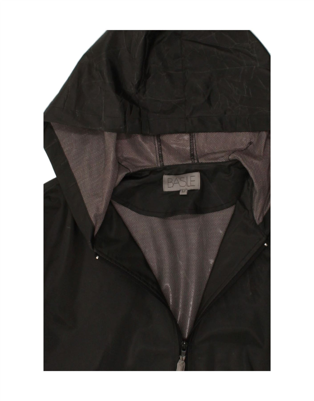 BASILE Womens Hooded Rain Jacket UK 14 Medium Black | Vintage Basile | Thrift | Second-Hand Basile | Used Clothing | Messina Hembry 
