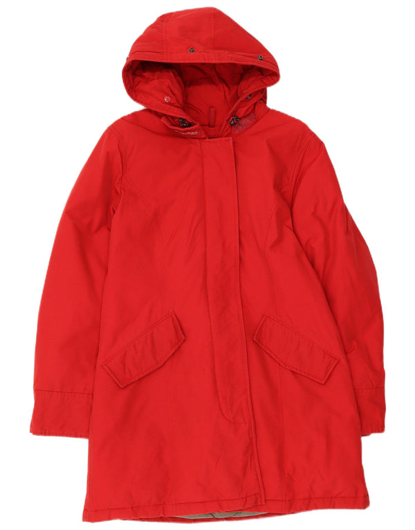 Woolrich ženska podstavljena jakna s kapuljačom UK 12 Srednje crveni pamuk