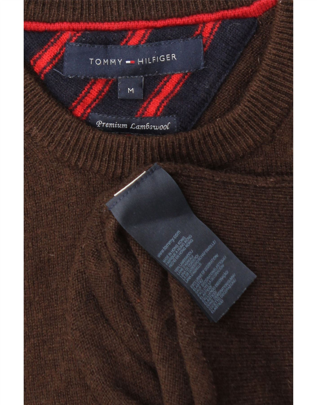 Tommy Hilfiger muški džemper s okruglim izrezom srednje smeđe janjeće vune