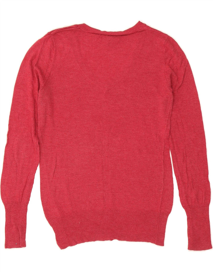 MOSSIMO Womens V-Neck Jumper Sweater UK 10 Small Red Nylon Vintage Mossimo and Second-Hand Mossimo from Messina Hembry 