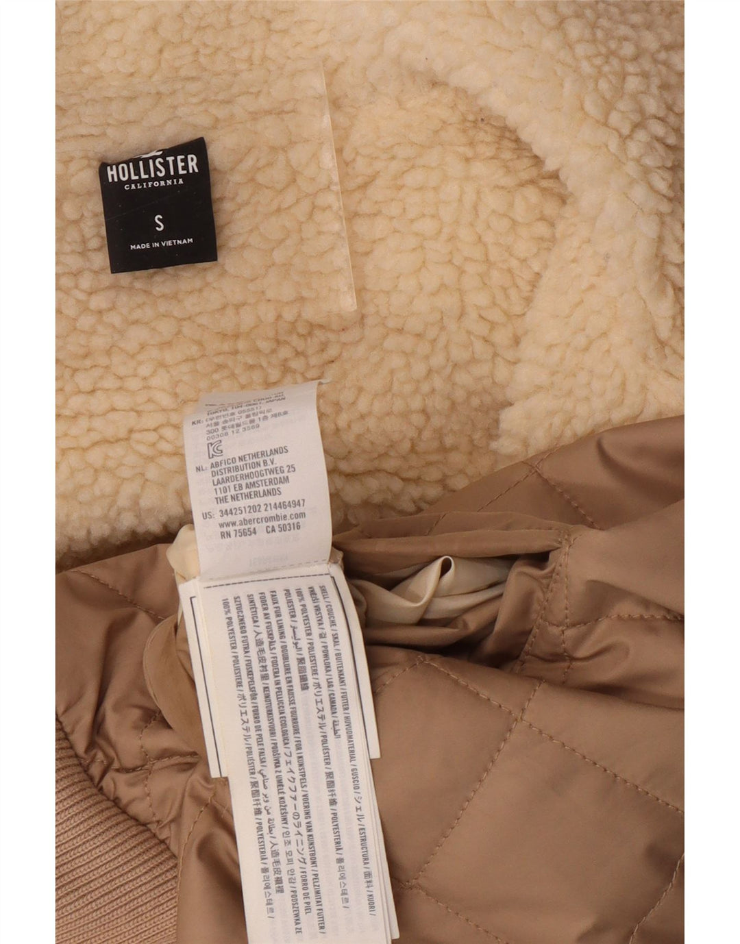 HOLLISTER Ženska prošivena jakna s kapuljačom UK 10 Small Beige Poliester
