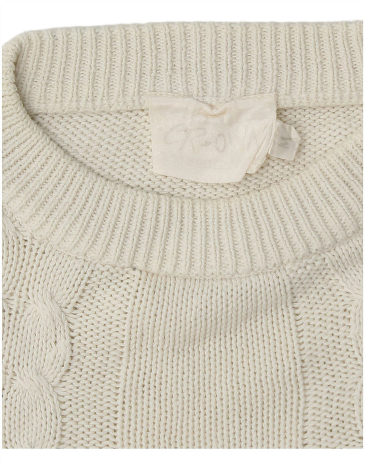 CROWN Mens Crew Neck Jumper Sweater Medium White