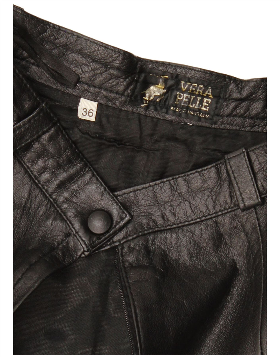 VINTAGE ženska kožna suknja EU 36 mala W26 crna koža