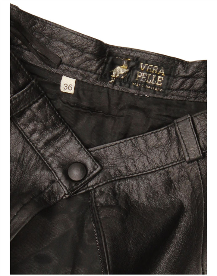 VINTAGE ženska kožna suknja EU 36 mala W26 crna koža