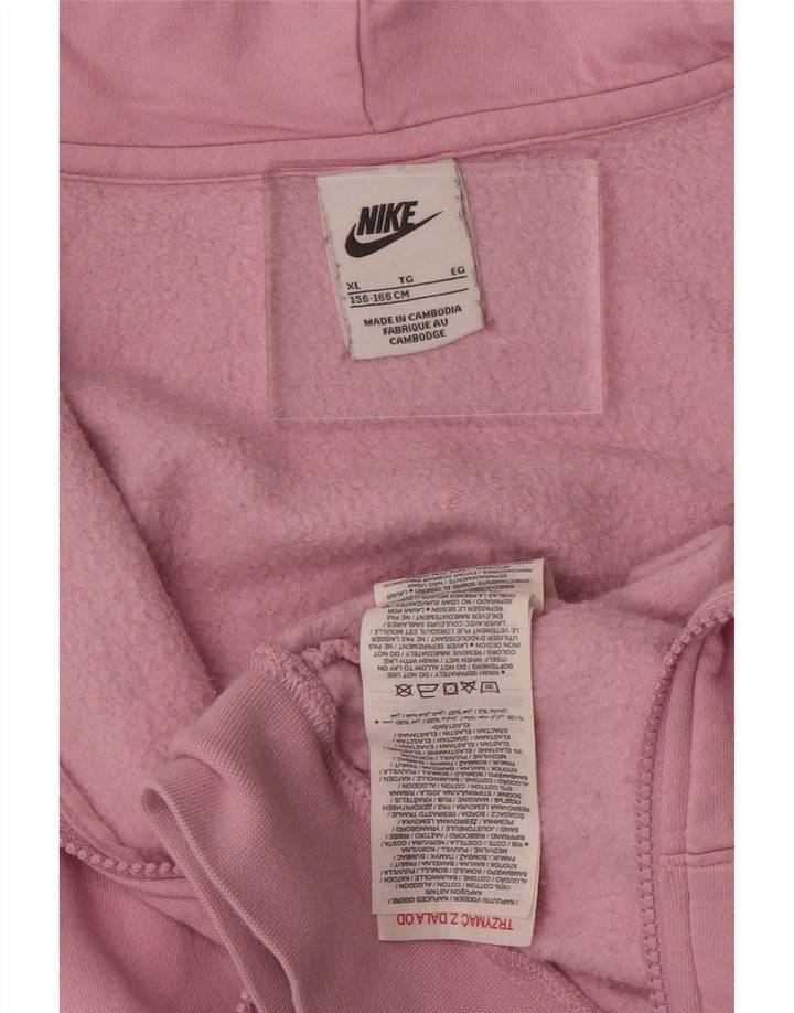 NIKE Girls Oversized Crop Graphic Zip Hoodie pulover 13-14 Years XL Pink
