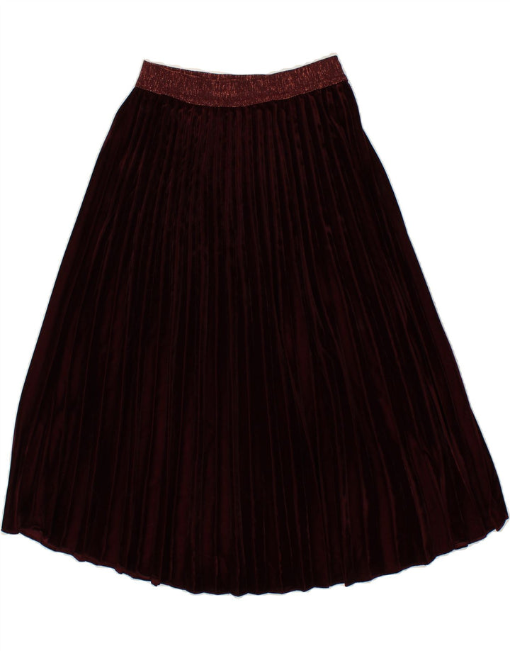 SISLEY Womens Pleated Skirt Small W28 Burgundy Polyester Vintage Sisley and Second-Hand Sisley from Messina Hembry 