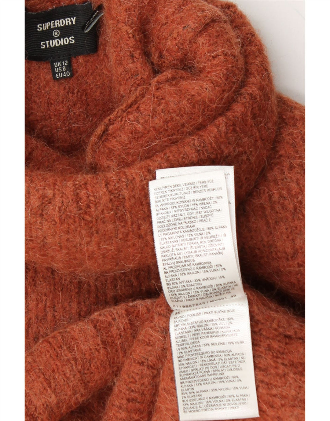 SUPERDRY ženski kratki pulover s ovratnikom UK 12 Srednje smeđa