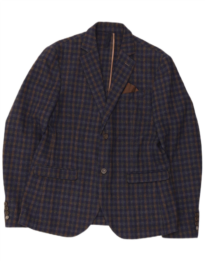 Vintage muški sako sa 2 gumba EU 52 XL tamnoplavi akrilni gingham