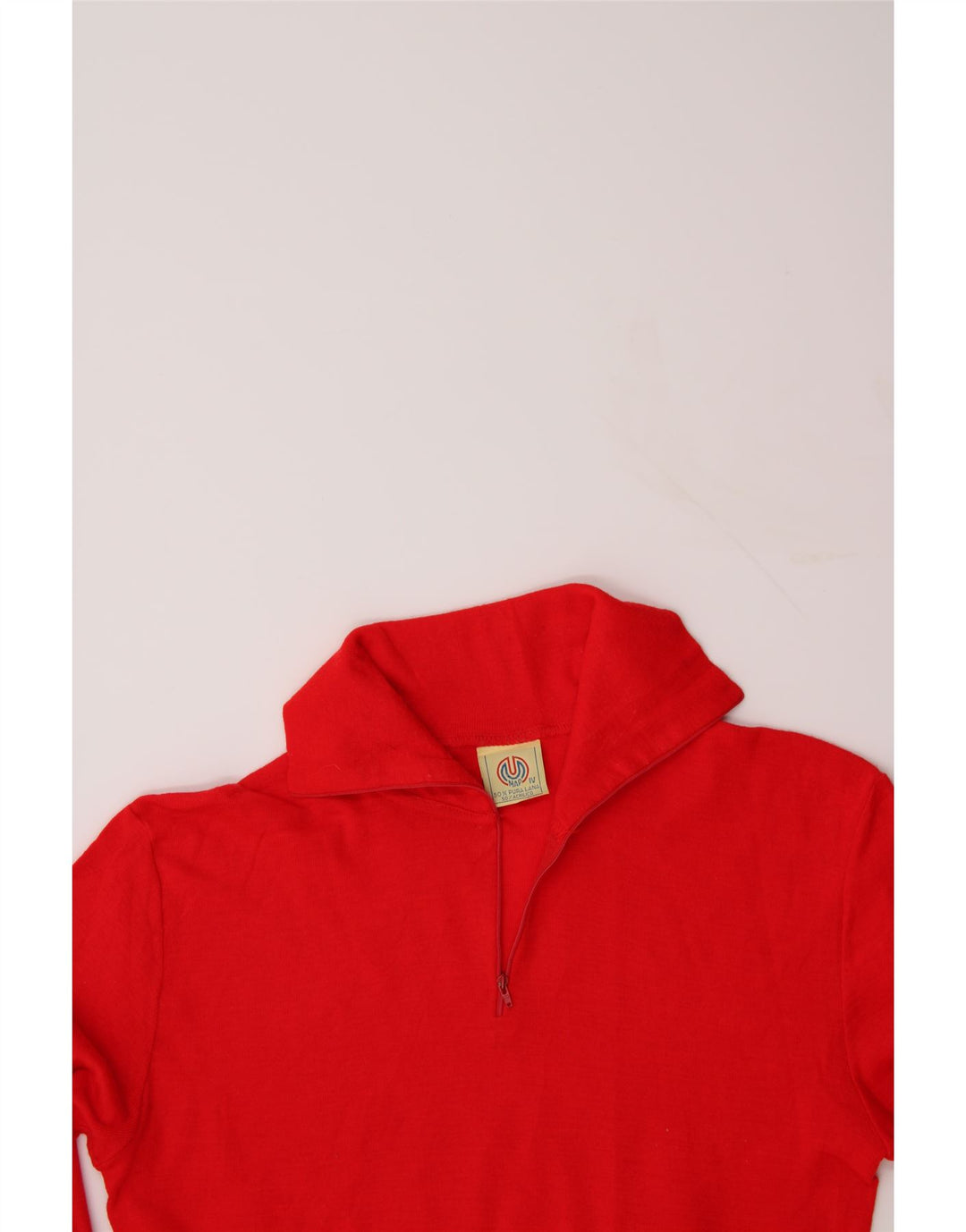 MAP Womens Zip Neck Jumper Sweater UK 12 Medium Red Wool Vintage Map and Second-Hand Map from Messina Hembry 