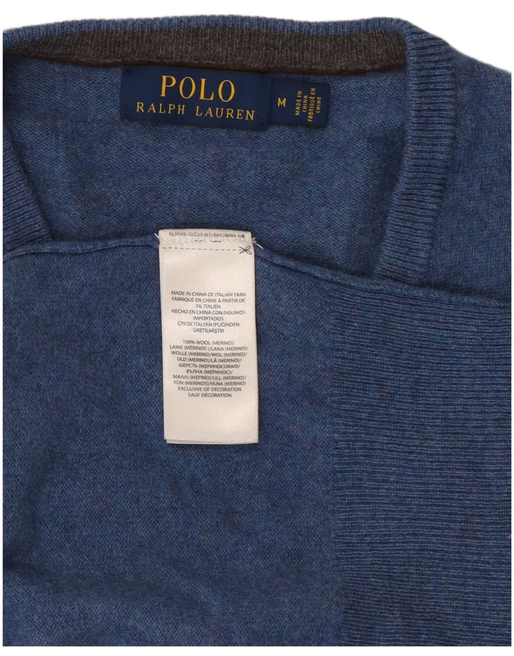 Polo Ralph Lauren muški džemper s V-izrezom srednje plave vune