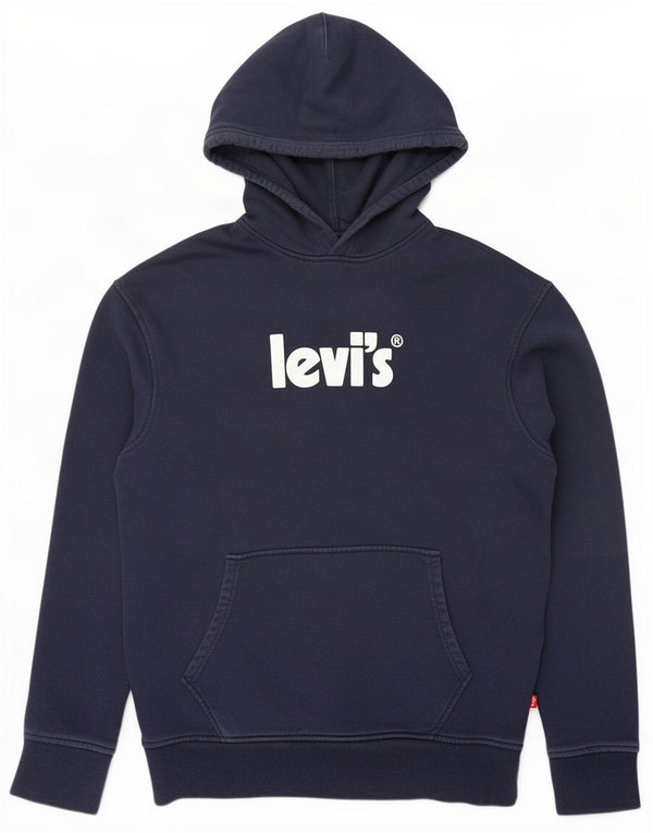 Levi's Mens Graphic Relaxed Fit Hoodie Jumper Medium Navy Blue Cotton