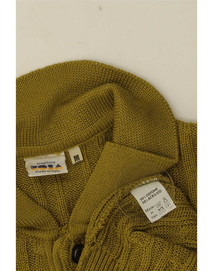 Vintage muški džemper s polo izrezom Srednje zeleni pamuk