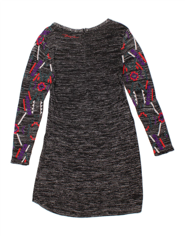 DESIGUAL Womens Abstract Pattern Jumper Dress UK 12 Medium Grey Vintage Desigual and Second-Hand Desigual from Messina Hembry 