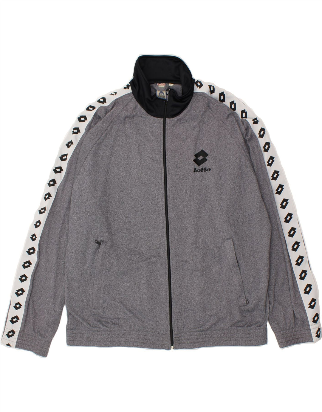 LOTTO Mens Graphic Tracksuit Top Jacket Large Grey Polyester Vintage Lotto and Second-Hand Lotto from Messina Hembry 