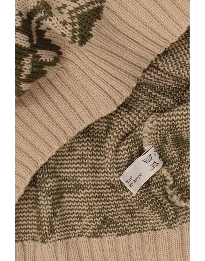 VINTAGE ženski džemper s veznim izrezom IT 46 Veliki bež geometrijski