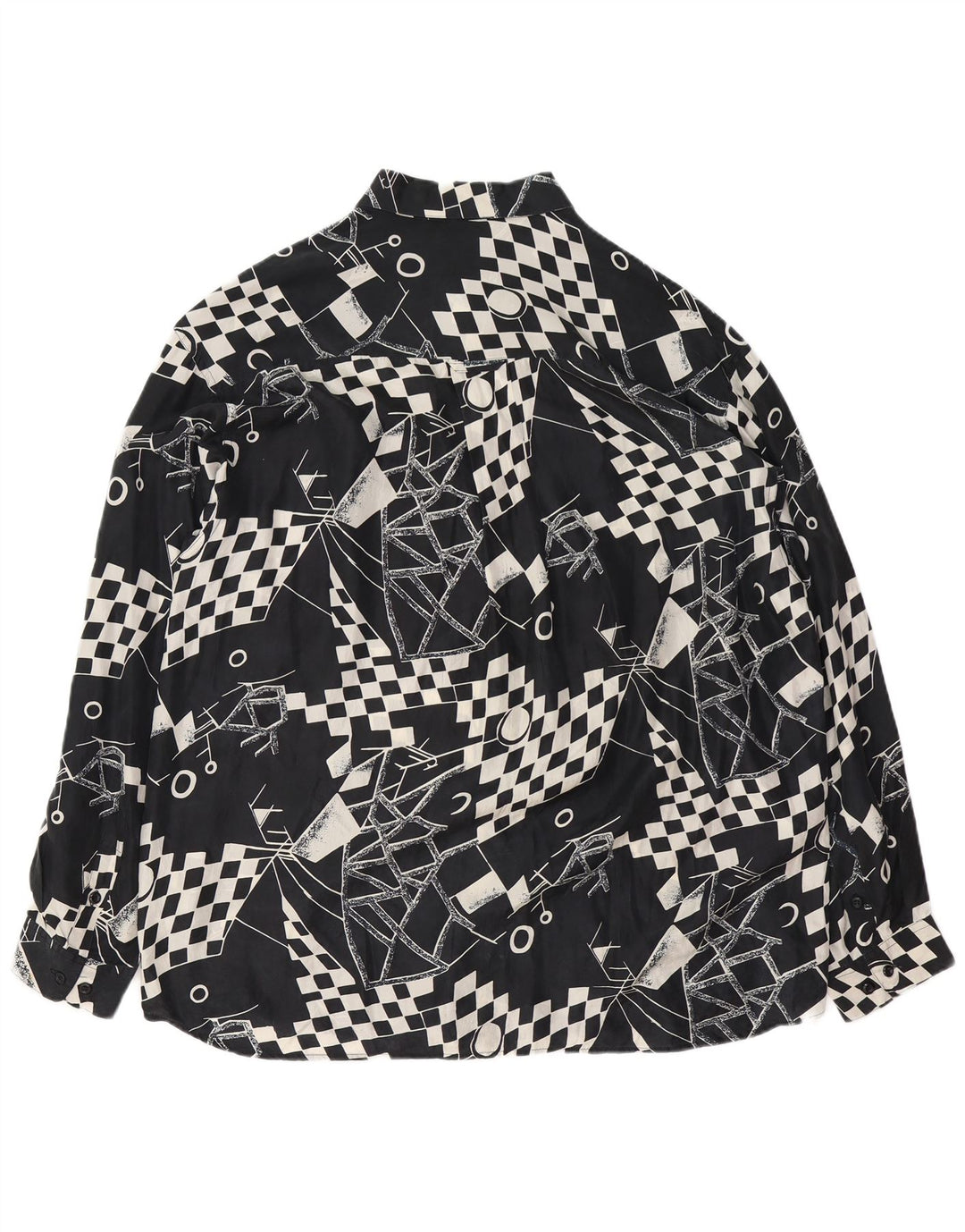 VINTAGE muška košulja XL crna geometrijska svila