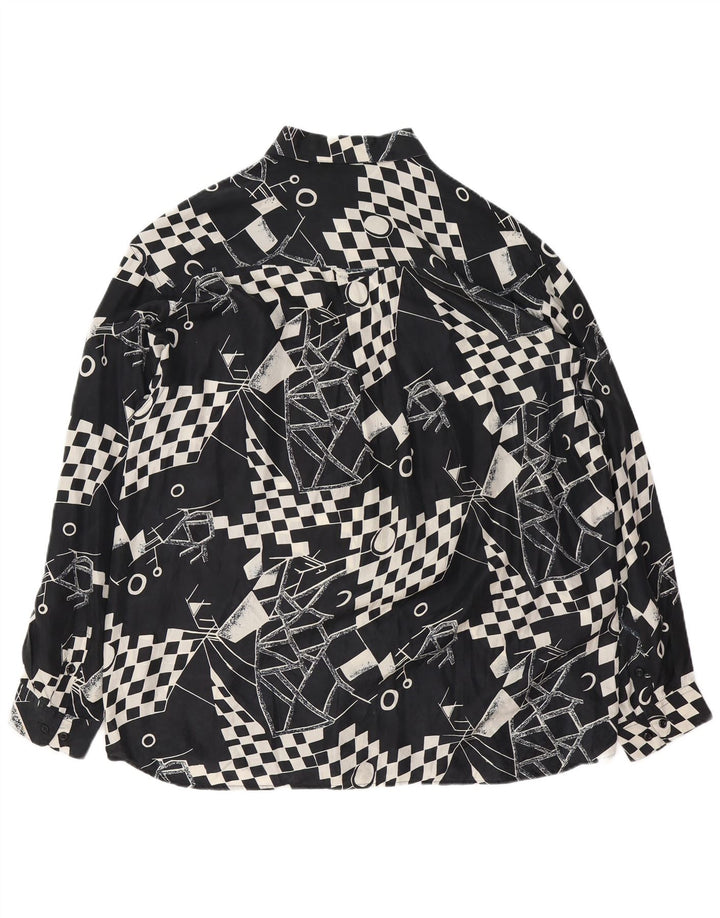 VINTAGE muška košulja XL crna geometrijska svila