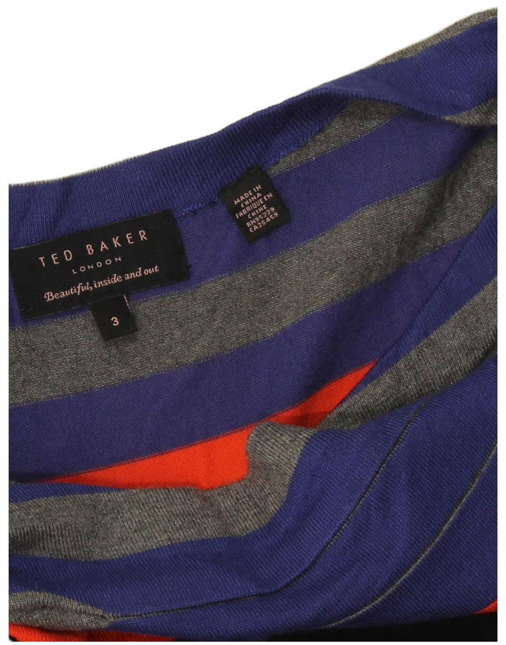 Ted Baker, ženska haljina uz kroj veličine 3, srednje plave prugaste viskoze