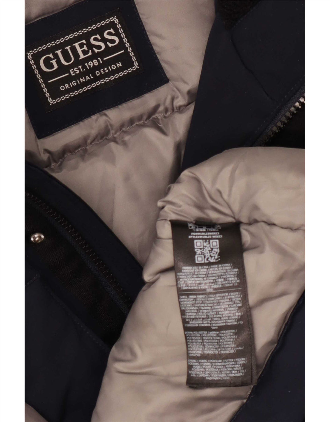 Guess muška podstavljena jakna s kapuljačom UK 38 Srednje tamnoplavi poliester