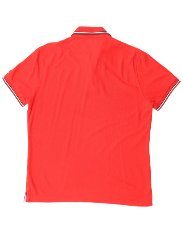 Tommy Hilfiger Mens Polo Shirt Large Red Cotton