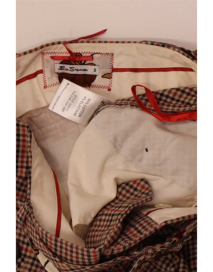 Ben Sherman ženska mini suknja mala W27 smeđi karirani pamuk