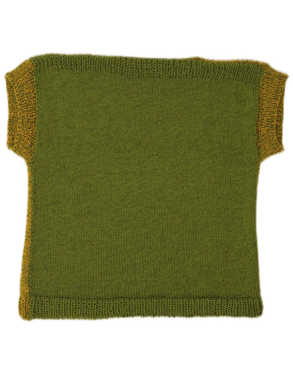 Vintage ženski prsluk bez rukava UK 8 Small Green Flected