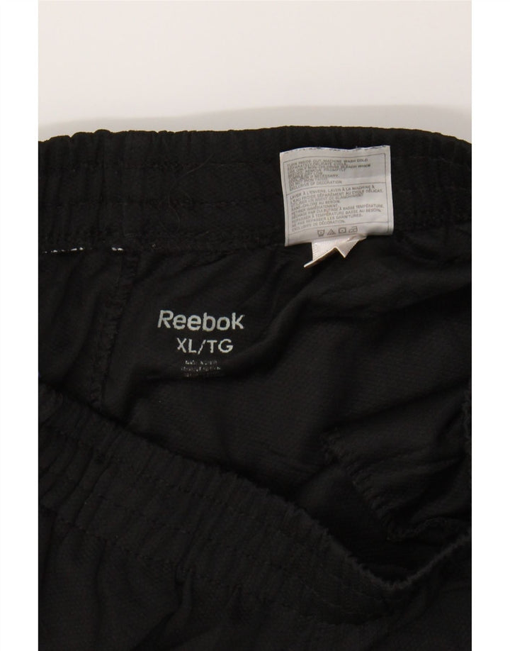 REEBOK Boys Tracksuit Trousers 11-12 Years XL Black Polyester Vintage Reebok and Second-Hand Reebok from Messina Hembry 
