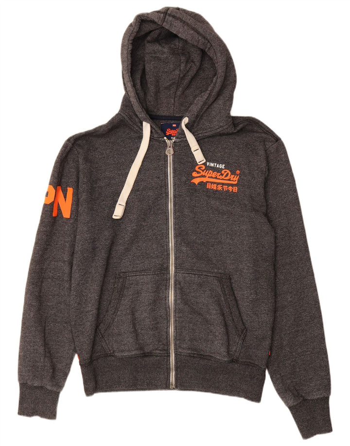 Superdry muški pulover s kapuljačom s patentnim zatvaračem Veliki sivi flekasti pamuk