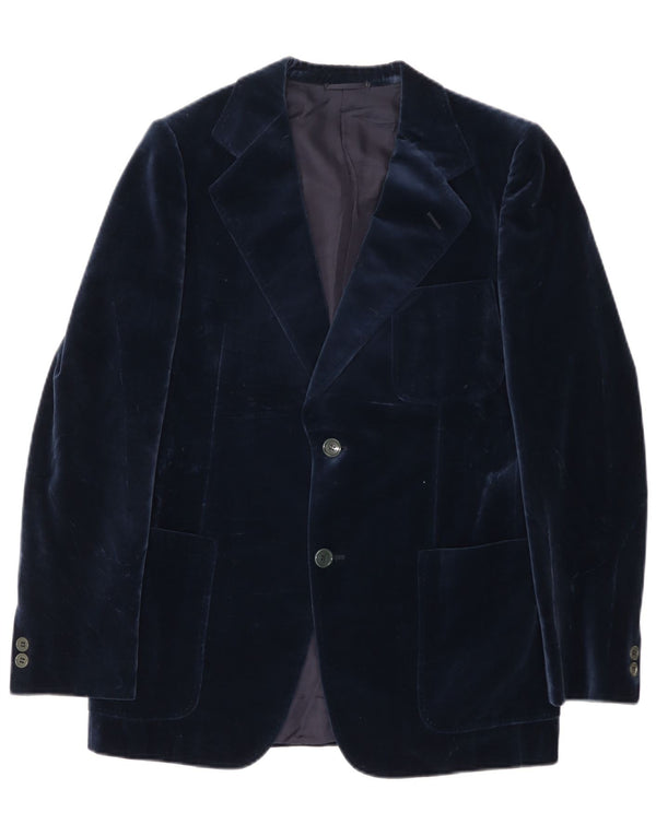 Ambassador Mens 2 Button Velvet 2 Piece Suit IT 50 Medium W32 L31 Navy Blue