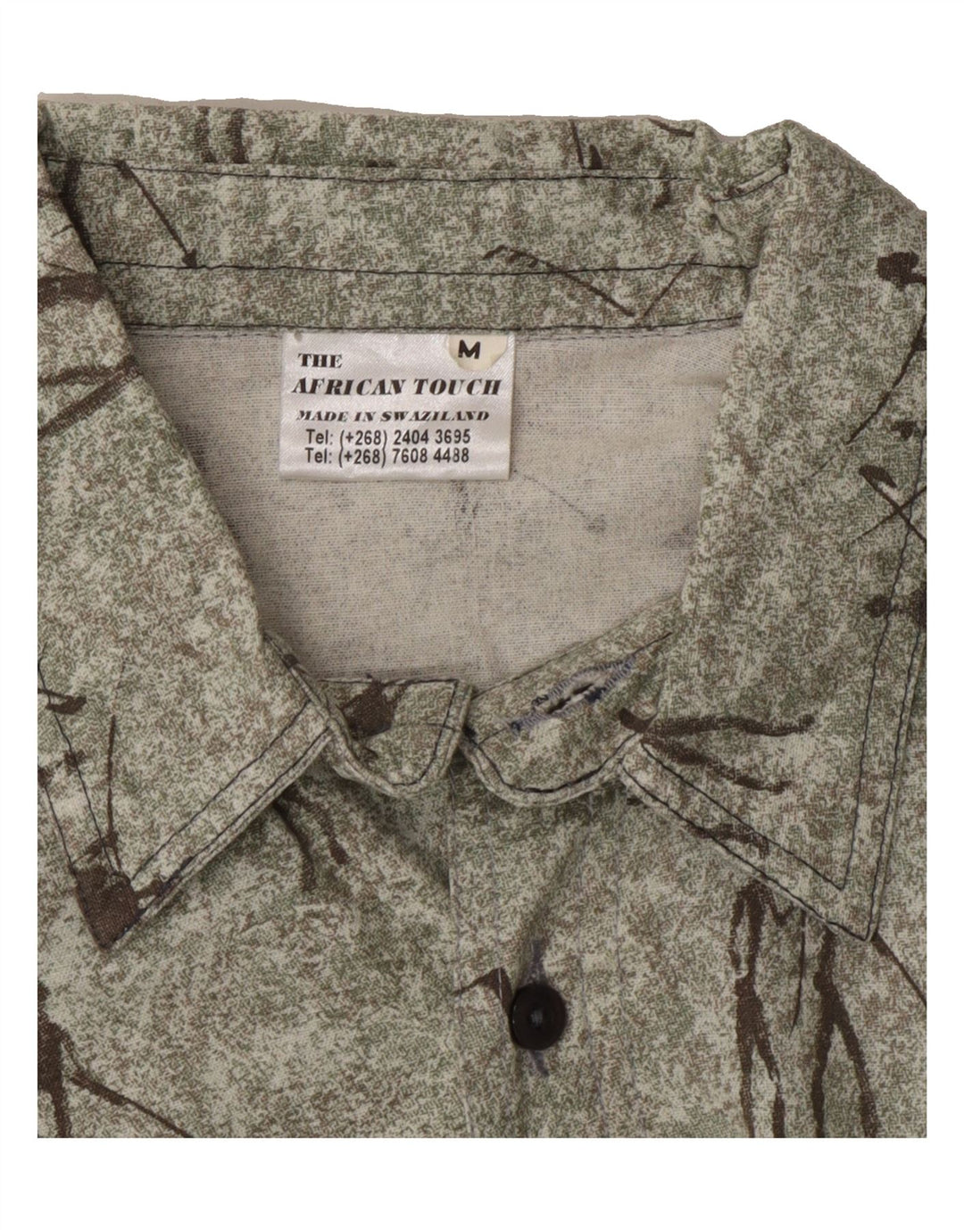 THE AFRICAN TOUCH Mens Abstract Pattern Short Sleeve Shirt Medium Green Vintage The African Touch and Second-Hand The African Touch from Messina Hembry 