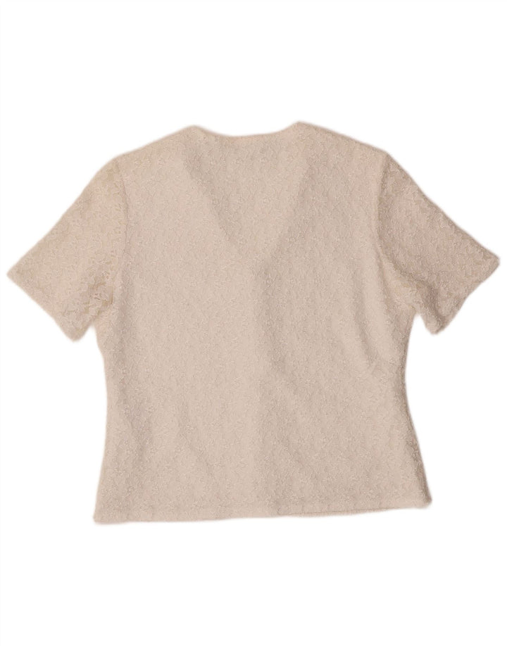 Vintage ženska košulja kratkih rukava bluza IT 42 srednje prljavo bijeli poliamid