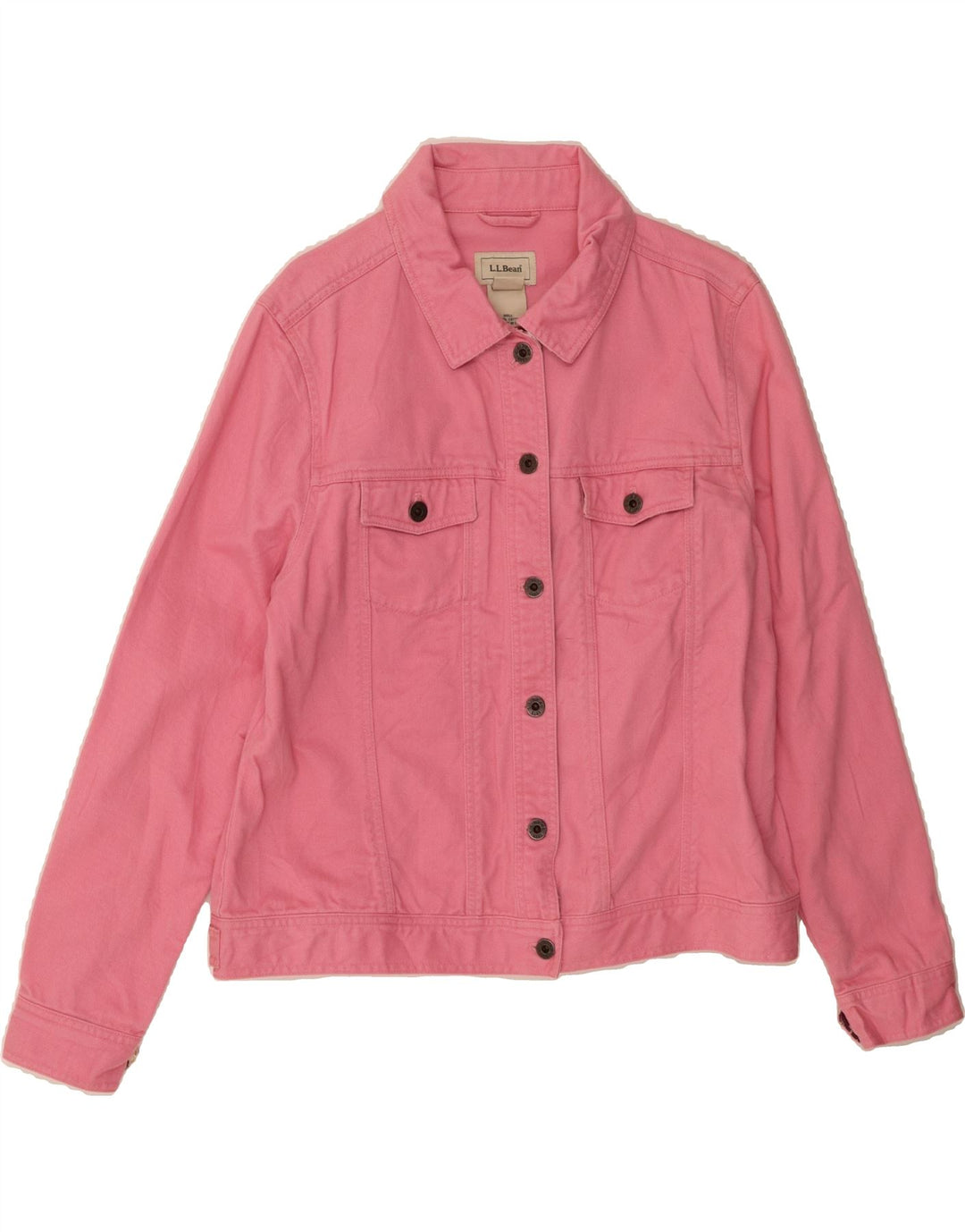 L.L.BEAN Womens Denim Jacket UK 16 Large Pink Cotton Vintage L.L.Bean and Second-Hand L.L.Bean from Messina Hembry 