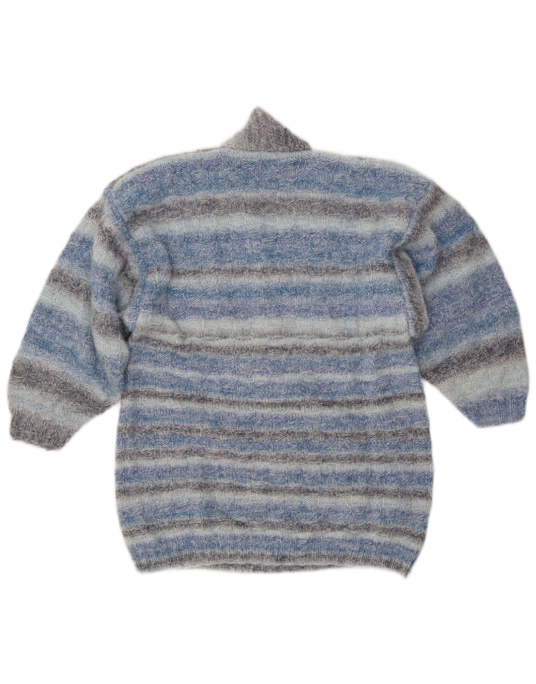 VINTAGE ženski džemper sa šal ovratnikom UK 14 srednje plave pruge