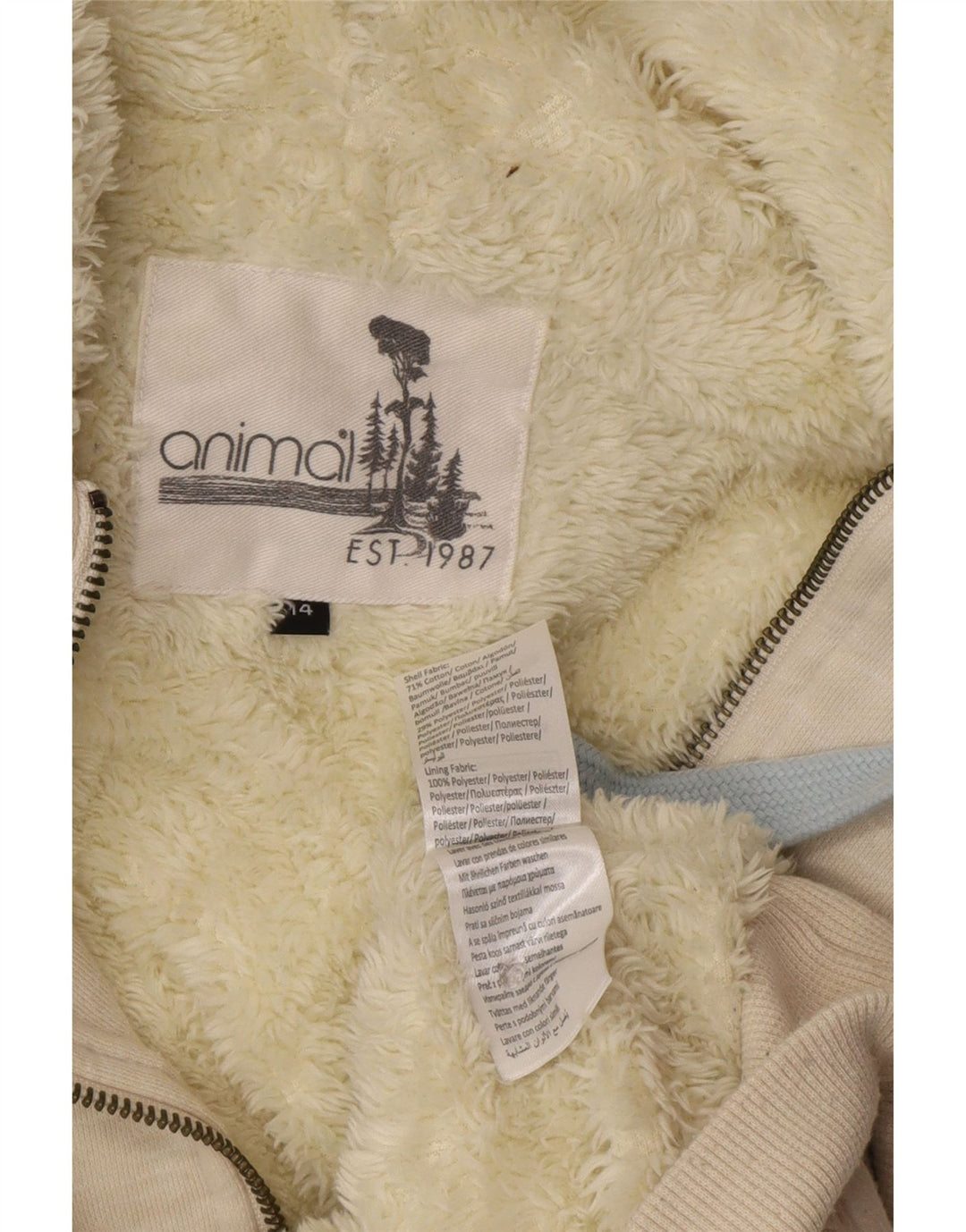 Ženska majica s kapuljačom s patentnim zatvaračem Animal UK 14 Veliki pamuk s bijelim pjegama