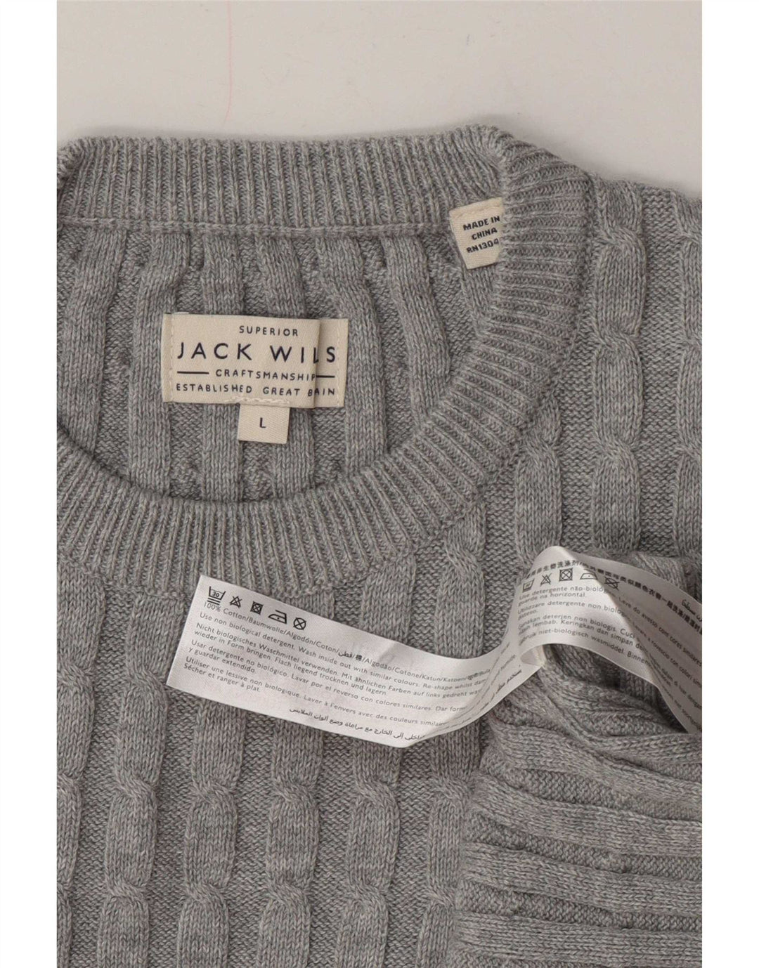 Jack Wills, muški pulover s okruglim izrezom, veliki sivi pamuk